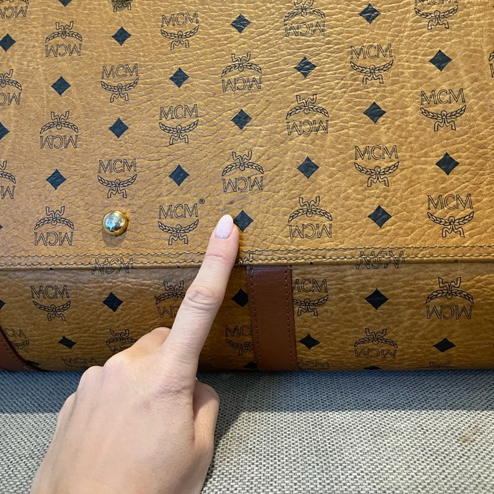 MCM Tan Logo Duffel Bag